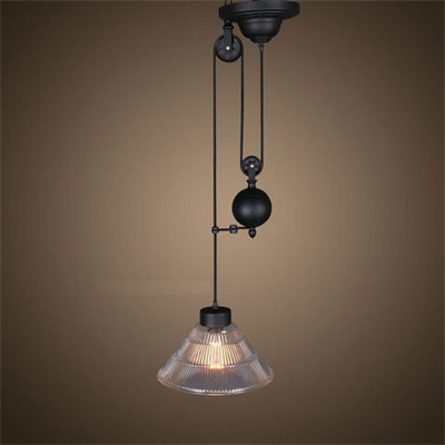 Светильник подвесной лофт с противовесом в виде шара  Cone Pendant Glass