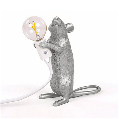 Настольная Лампа Мышь Mouse Lamp #1  H15 см Серебро в стиле Seletti - фото 26913