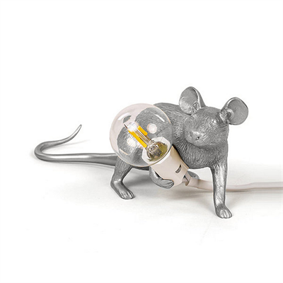 Настольная Лампа Мышь Mouse Lamp #3  Н8 см Серебро в стиле Seletti - фото 26932