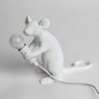 Настольная Лампа Мышь Mouse Lamp #2 H21 см Белая - фото 33309