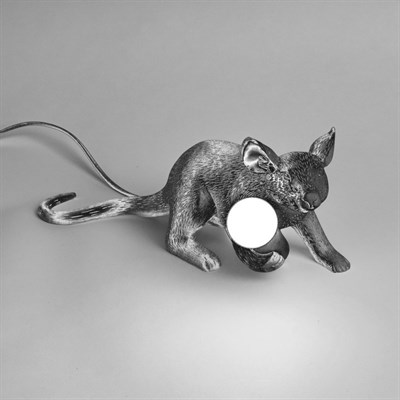 Настольная Лампа Мышь Mouse Lamp #3Н16 см Серебро в стиле Seletti - фото 33351