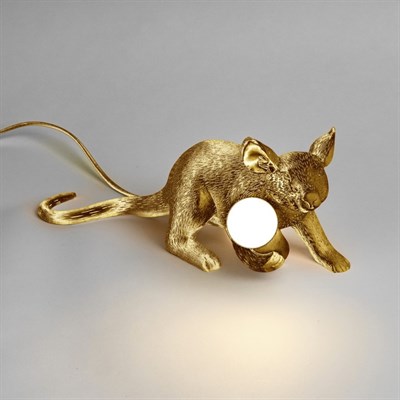 Настольная Лампа Мышь Mouse Lamp #3  Н16 см Золотая - фото 33353