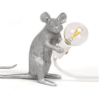 Настольная Лампа Мышь Mouse Lamp #2  H12 см Серебро в стиле Seletti