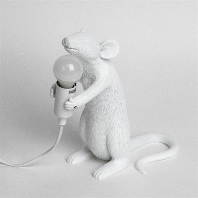 Настольная Лампа Мышь Mouse Lamp #1 H25 см Белая в стиле Seletti - фото 33261